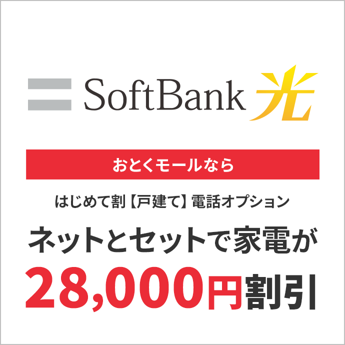 SoftBank 光 はじめて割 戸建て 電話オプション 28000円割引